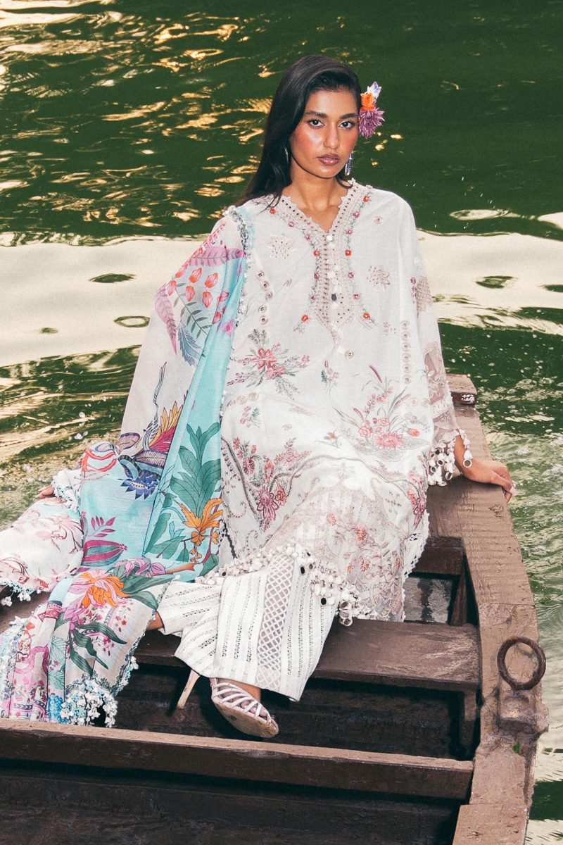 Sana Safinaz | Luxury Lawn 25 | Off white | Unstitched | Festive wear | 010B-3DI | 3pc set. - Image 4