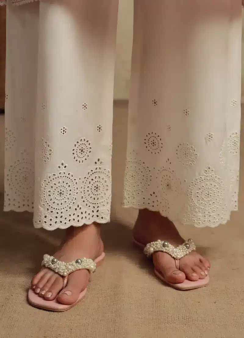 Image | Ella | Embroidered Izaar | Pure Cotton | White |1 pc | TS-739 | XL.