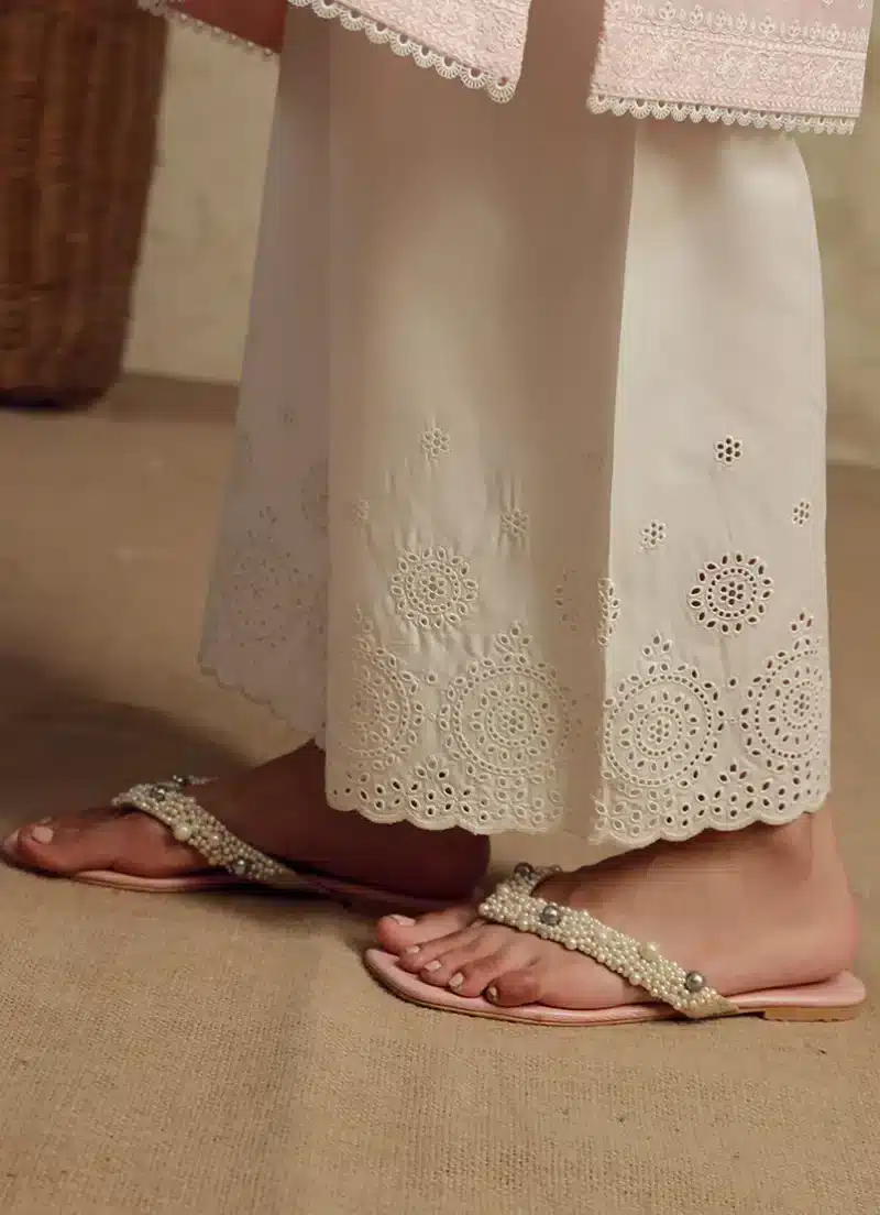 Image | Ella | Embroidered Izaar | Pure Cotton | White |1 pc | TS-739 | XL. - Image 2