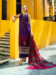 Zainab Chottani Chikankari 25 | Deep Purple | Unstitched | Festive wear| Zynah – 1B |  3 pc set.