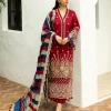 Zainab Chottani Chikankari 25 | Deep Red | Unstitched | Festive wear| Elma - 3A | 3 pc set.