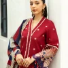 Zainab Chottani Chikankari 25 | Deep Red | Unstitched | Festive wear| Elma - 3A | 3 pc set. - Image 2