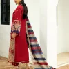 Zainab Chottani Chikankari 25 | Deep Red | Unstitched | Festive wear| Elma - 3A | 3 pc set. - Image 3
