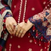 Zainab Chottani Chikankari 25 | Deep Red | Unstitched | Festive wear| Elma - 3A | 3 pc set. - Image 4