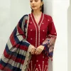 Zainab Chottani Chikankari 25 | Deep Red | Unstitched | Festive wear| Elma - 3A | 3 pc set. - Image 5