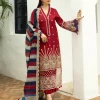 Zainab Chottani Chikankari 25 | Deep Red | Unstitched | Festive wear| Elma - 3A | 3 pc set. - Image 6