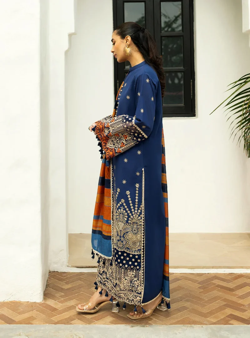 Zainab Chottani Chikankari 25 | Navy Blue | Unstitched | Festive wear| Elma - 3B | 3 pc set. - Image 3