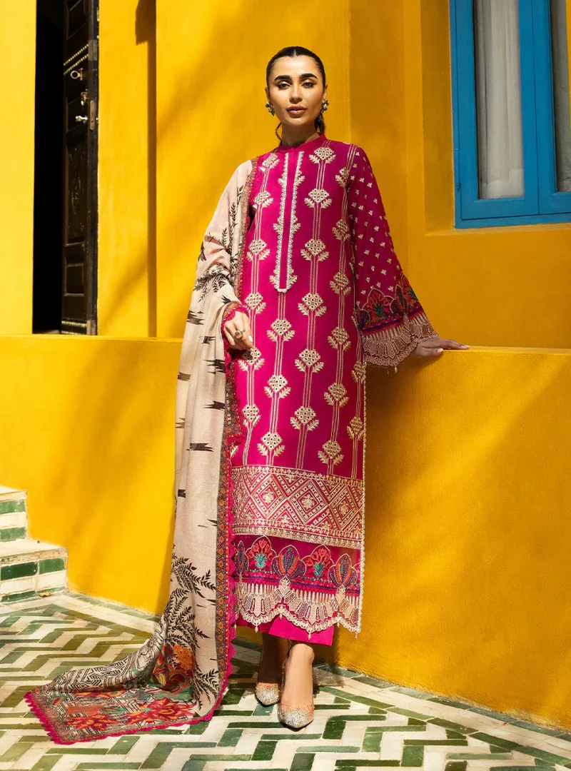 Zainab Chottani Chikankari 25 | Magenta | Unstitched | Festive wear| Aanya - 4B |  3 pc set.