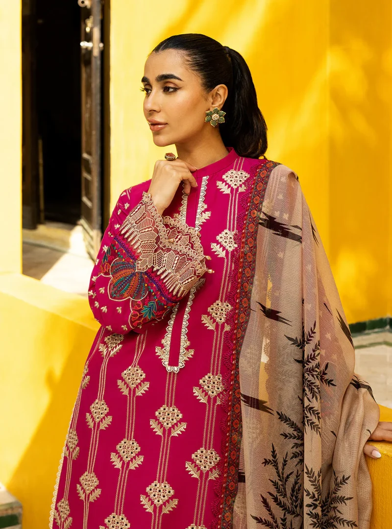 Zainab Chottani Chikankari 25 | Magenta | Unstitched | Festive wear| Aanya - 4B |  3 pc set. - Image 2
