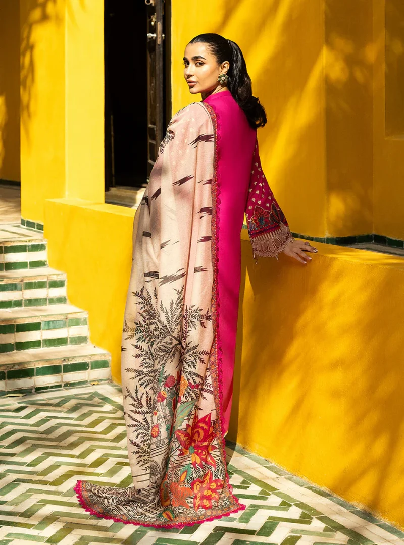 Zainab Chottani Chikankari 25 | Magenta | Unstitched | Festive wear| Aanya - 4B |  3 pc set. - Image 4
