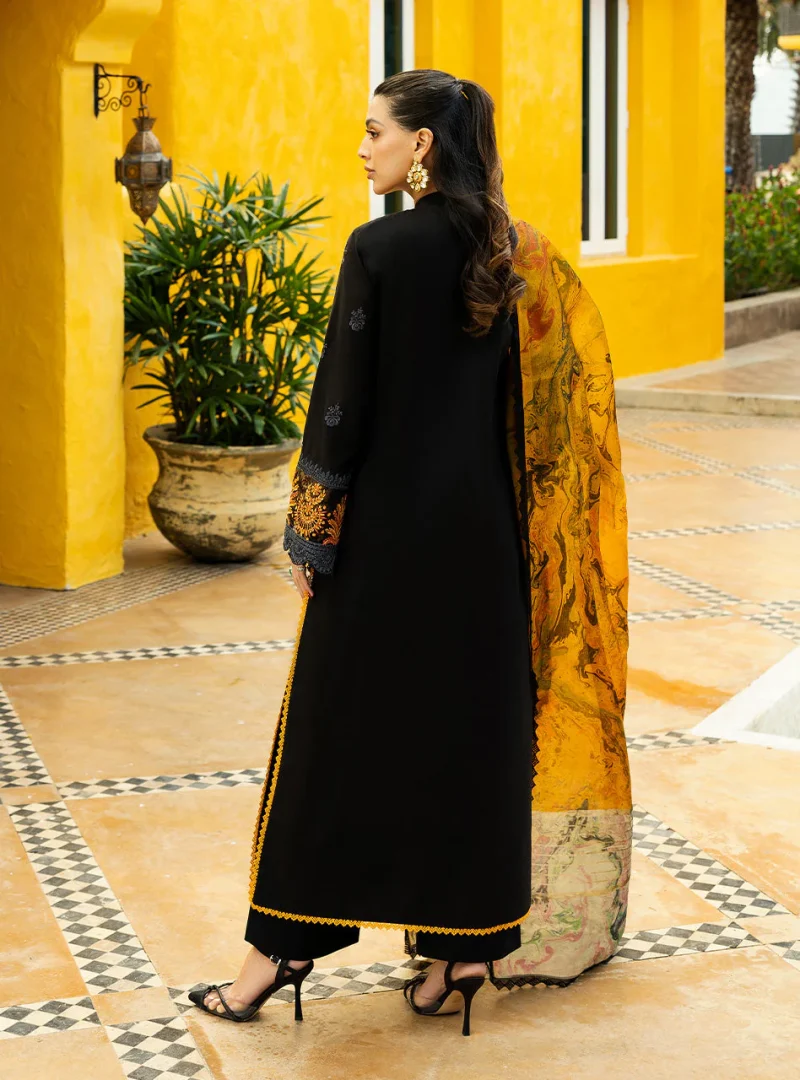 Zainab Chottani Chikankari 25 | Midnight Black | Unstitched | Festive wear| Selah - 5B |  3 pc set. - Image 5