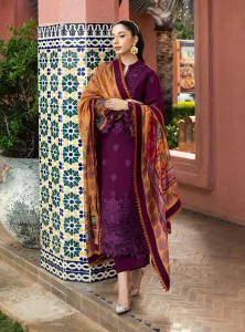 Zainab Chottani Chikankari 25 | Elegant Purple | Unstitched | Festive wear| Nia – 6B | 3 pc set.
