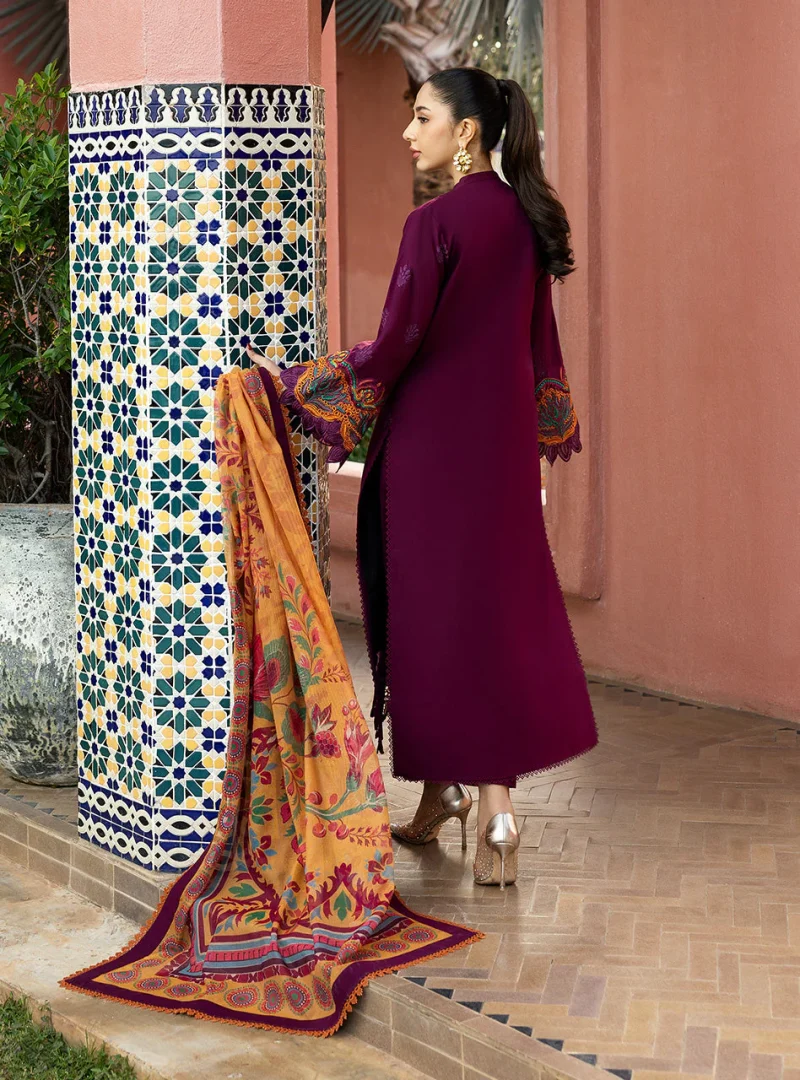 Zainab Chottani Chikankari 25 | Elegant Purple | Unstitched | Festive wear| Nia - 6B | 3 pc set. - Image 3