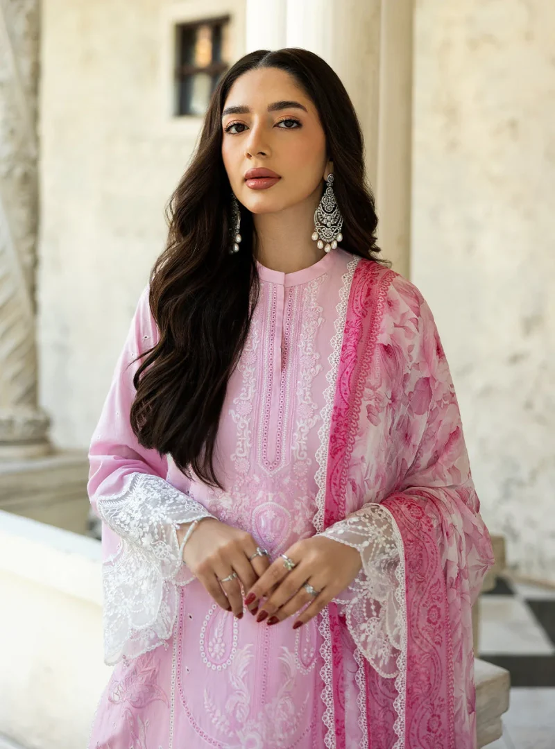 Zainab Chottani Chikankari 25 | Soft Blush Pink | Unstitched | Festive wear| Liyah - 7A |  3 pc set. - Image 2