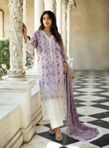 Zainab Chottani Chikankari 25 | Ethereal Lilac | Unstitched | Festive wear| Lamia – 9B |  3 pc set.