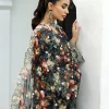 Zainab Chottani Chikankari 25 | Floral Print Black | Unstitched | Festive wear| Reeya - 10A | 3 pc set. - Image 6