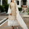 Zainab Chottani Chikankari 25 | Elegant Beige | Unstitched | Festive wear| Sia - 11A | 3 pc set.