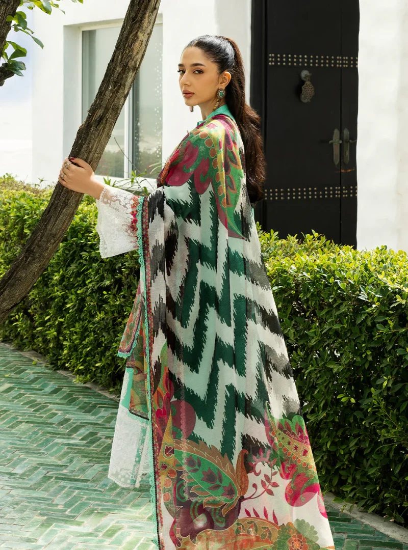 Zainab Chottani Chikankari 25 | Mint Green | Unstitched | Festive wear| Rayne - 12B | 3 pc set. - Image 5