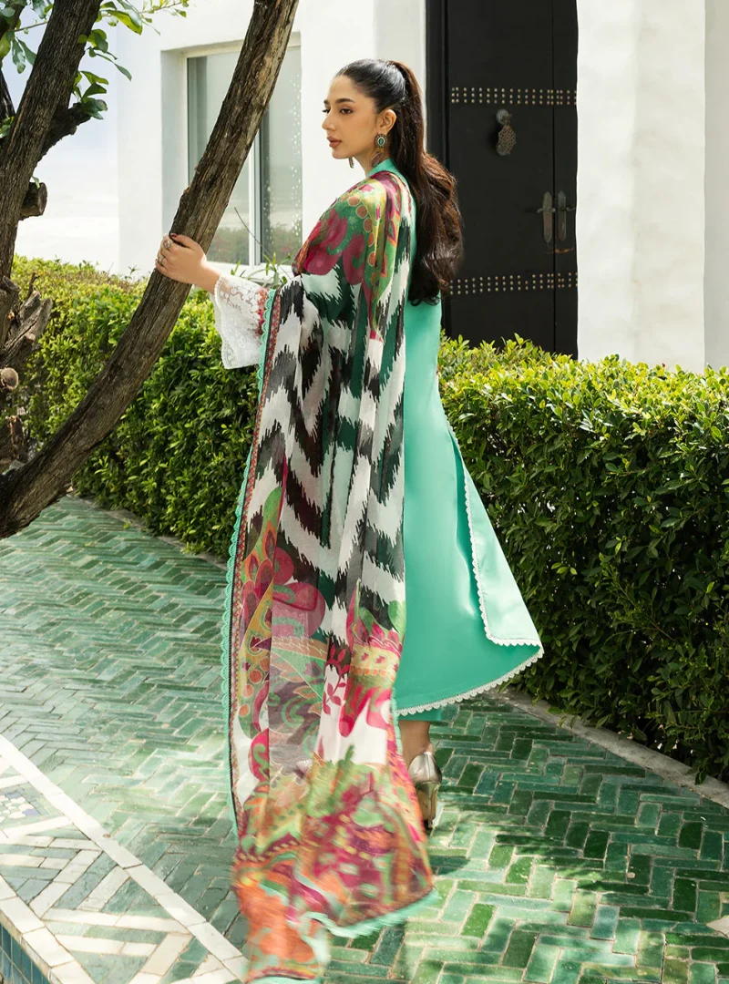 Zainab Chottani Chikankari 25 | Mint Green | Unstitched | Festive wear| Rayne - 12B | 3 pc set. - Image 6