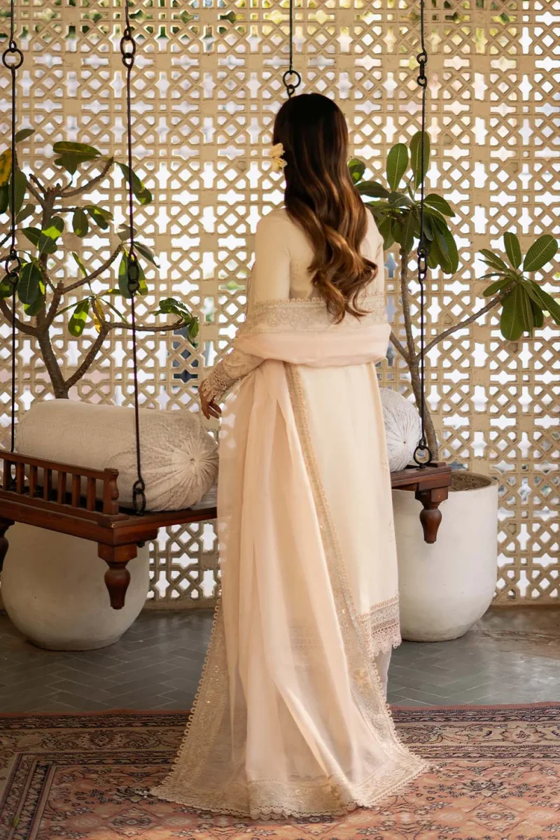 Zarposh | Sajni Lawn Edit 25 | Skin | Unstitched | Festive wear | Mehmal | D03 | 3pc set. - Image 2
