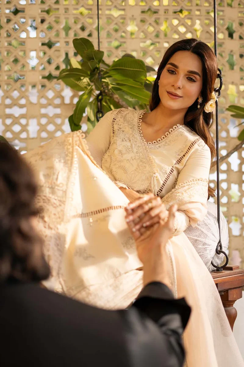 Zarposh | Sajni Lawn Edit 25 | Skin | Unstitched | Festive wear | Mehmal | D03 | 3pc set. - Image 4