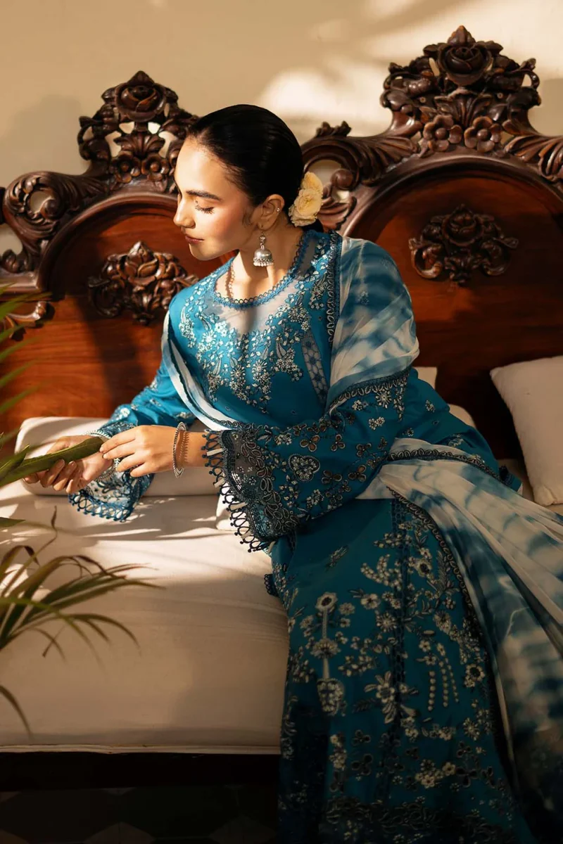 Zarposh | Sajni Lawn Edit 25 | Zinc | Unstitched | Festive wear | Azal | D05 | 3pc set. - Image 3
