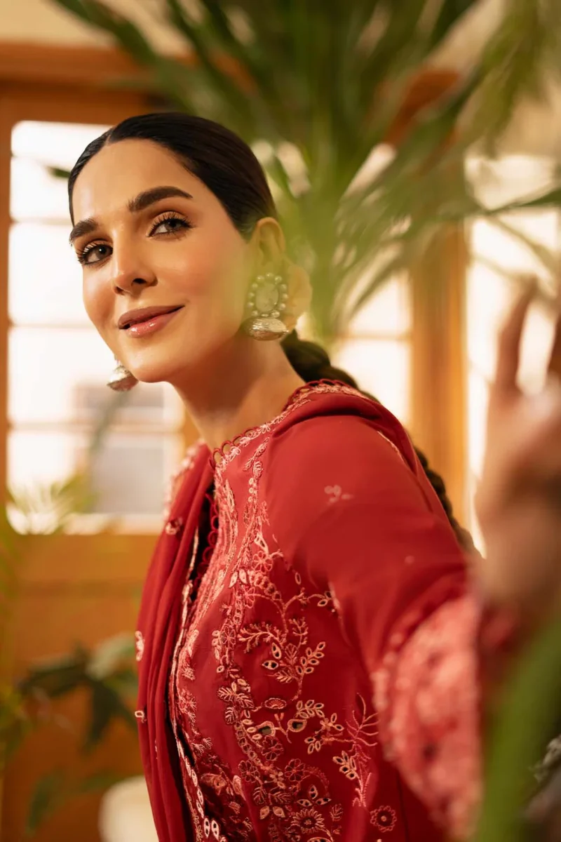 Zarposh | Sajni Lawn Edit 25 | Maroon | Unstitched | Festive wear | Noorjah | D07 | 3pc set. - Image 3