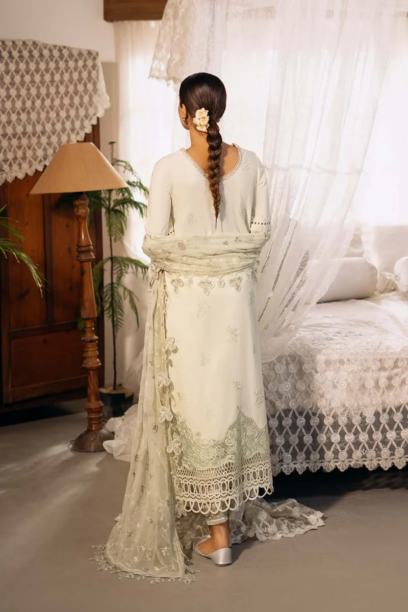 Zarposh | Sajni Lawn Edit 25 | Pista | Unstitched | Festive wear | Zarina | D08 | 3pc set. - Image 2