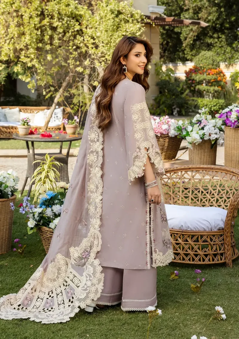 ELAF | Luxury | Lawn 25 |Lilac | Unstitched |  Festive wear | Raha | ELM-1A | 3 pc set. - Image 2