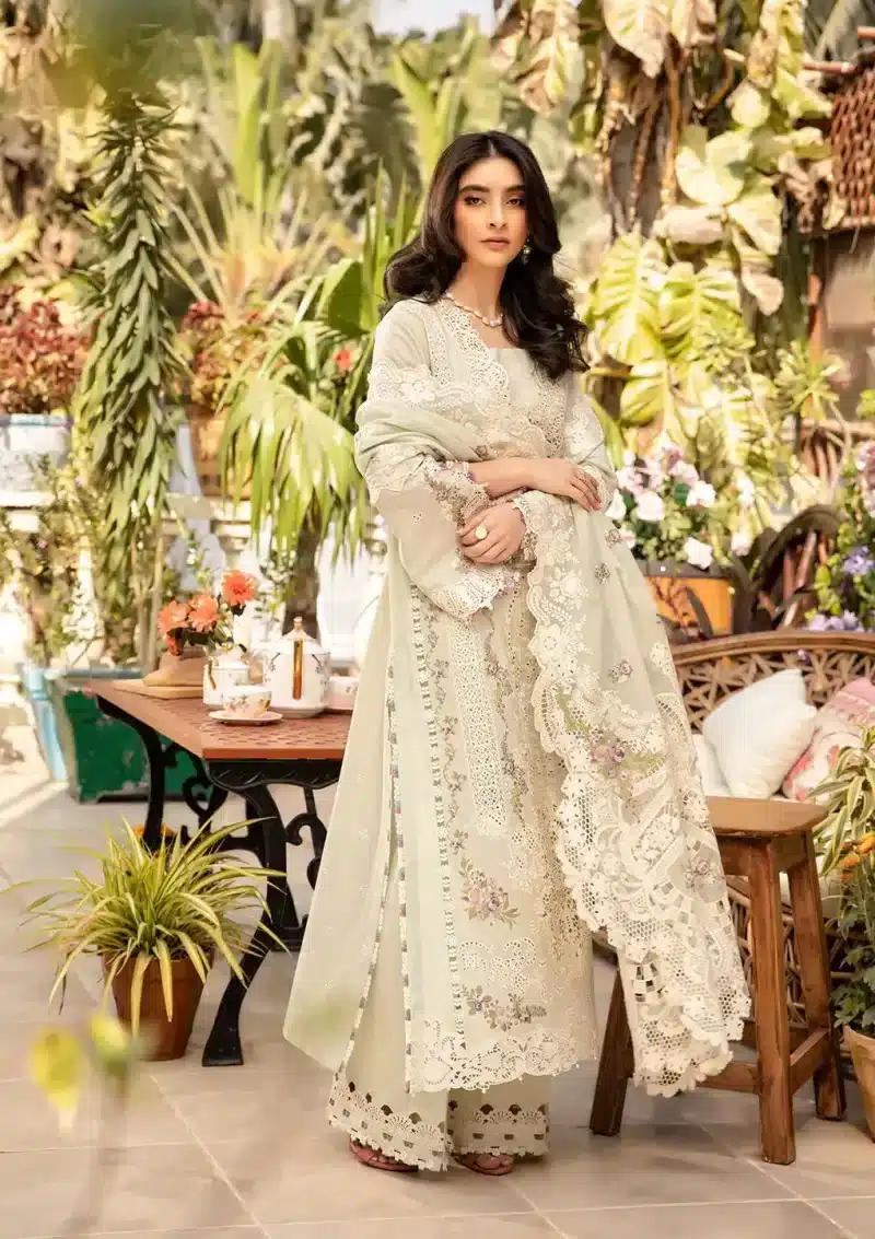 ELAF | Luxury | Lawn 25 |Mint Green | Unstitched |  Festive wear | Sanaa | ELM-1B | 3 pc set. - Image 2