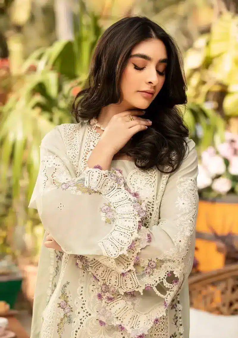 ELAF | Luxury | Lawn 25 |Mint Green | Unstitched |  Festive wear | Sanaa | ELM-1B | 3 pc set. - Image 3