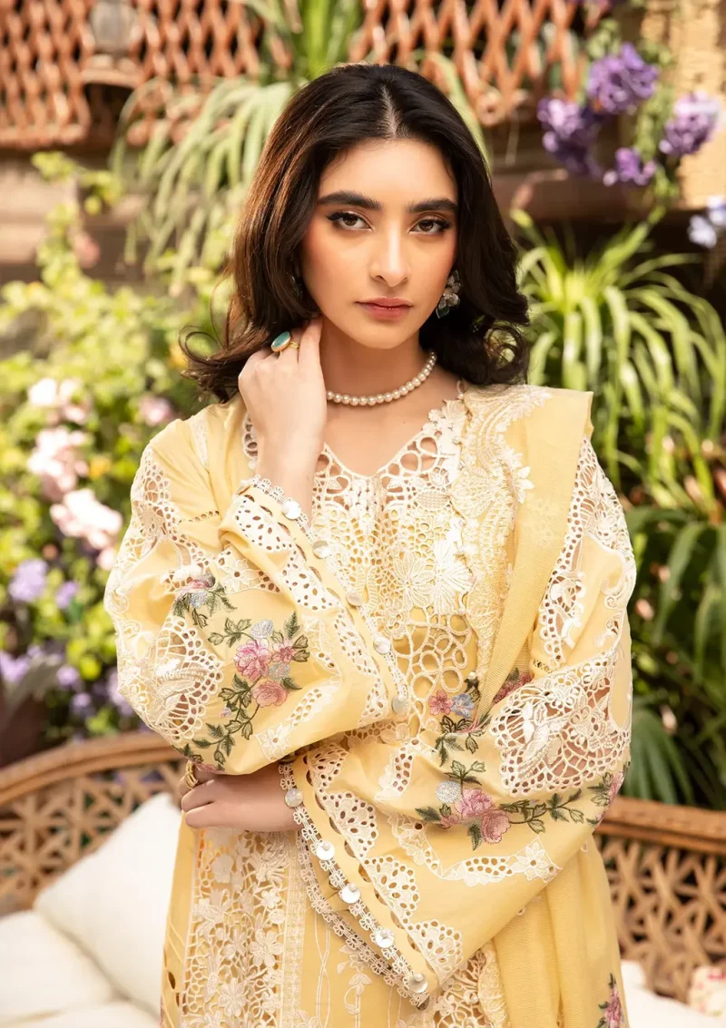 ELAF | Luxury | Lawn 25 |Lemon | Unstitched |  Festive wear | Roshne | ELM-2B | 3 pc set. - Image 3