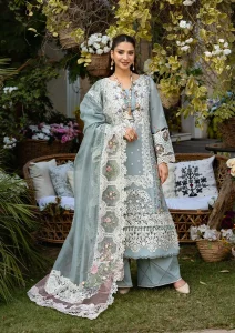 ELAF | Luxury | Lawn 25 |Sky Blue | Unstitched |  Festive wear | Samaa | ELM-3B | 3 pc set.