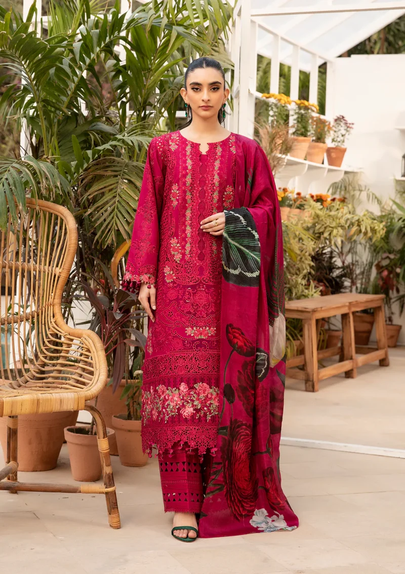 ELAF | Luxury | Lawn 25 |Magenta | Unstitched |  Festive wear | Gulnar | ELM-10 | 3 pc set.