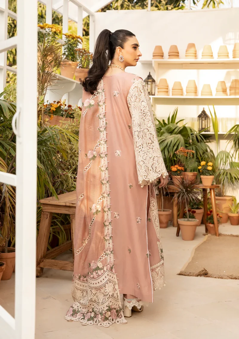 ELAF | Luxury | Lawn 25 |Tea Pink | Unstitched |  Festive wear | Shahana | ELM-12 | 3 pc set. - Image 2
